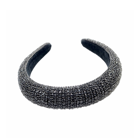 Black Natasha luxury headband Rhinestone wedding or bridal shower - Picture 6 of 10